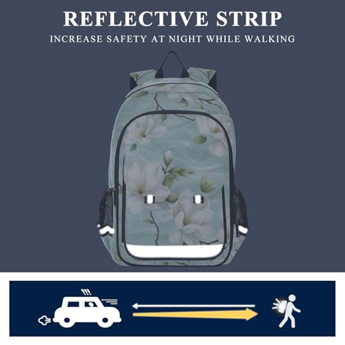 Sac à dos motif fleur de jasmin blanche pour ordinateur et lycée - 7