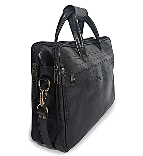 Bolsa Pasta Masculina Feita De Couro Bovino Para Notebook Cor:Preto