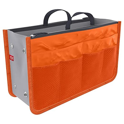 Ducomi Organizador de Bolsos Expandible – con 13 Compartimientos Grandes - Organizador Bolsos Mujer para Almacenar Maquillaje, Documentos y Teléfonos (Medium, Orange)