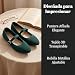 Imagen de GLAMORA Bailarinas Mujer Merceditas Punto Correa Hebilla Cierre Rápido Zapatos Planos Cómodos Plantilla Acolchada Tejido Transpirable Verano Ligero Diario Ajustable green-38