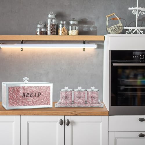 Panera de vidrio triturado para almacenamiento de pan en encimera y decoración de hogar 6
