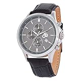 Leuchtzeiger, Leuchtmarkierungen und Datumsanzeige Stoppfunktion von 1 Sek. bis 11 Std. 59 Min. 59 Sek., Lederarmband mit Edelstahlschließe