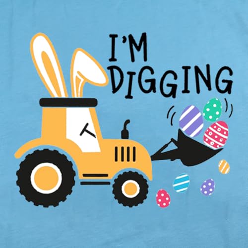 Image of Toddler Boys Easter Shirt Short Sleeve Kids Digger Eggs Hunt T-Shirt Cotton Dinosaur Bunny Outfits Tee Top 2-7 Years
