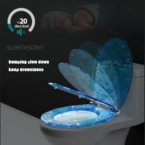 Abattant WC frein de chute soft close et couvercle déclipsable relief mer 3D