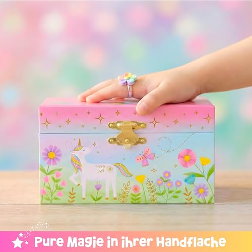Giggle & Honey® Einhorn Geschenke für Mädchen 4 5 6 7 8 9 Jahre – Music Box & Einhorn – Sachen für Mädchen Geschenk Box klein