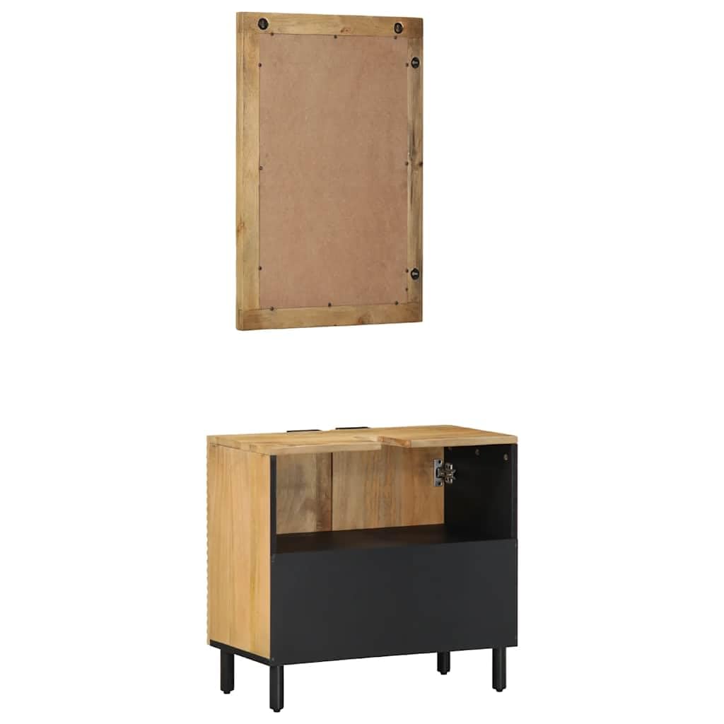 Lot de 2 meubles de salle de bain marron en bois massif de mangue, petite armoire de salle de bain, armoire à pharmacie pour cuisine, toilettes, salle de bain, chambre d'amis