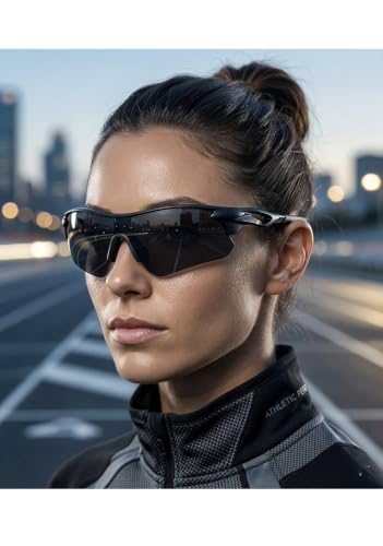 Image of Sports Sunglasses for Men & Women | UV400 Protective Shield Lens | Lightweight Cycling, Running, Driving, Cricket, Fishing & Outdoor Wraparound Sunglasses
