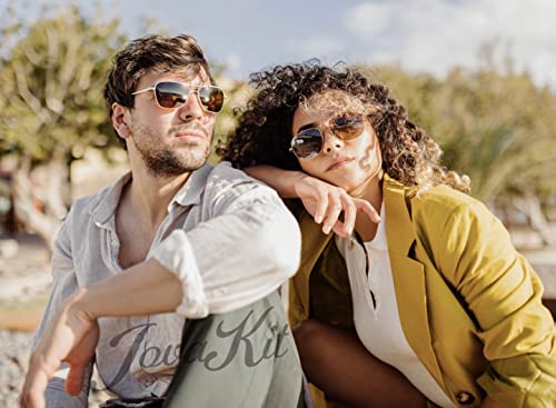 Image of JOVAKIT Men's Polarized Aviator Sunglasses Retro Military Style Pilot Sun Glasses Bayonet Temples UV400 Protection