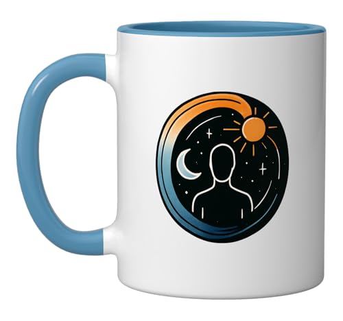 Circadian Rhythm Minimalist Human Performance Cycle Design Ceramic Mug, Blue/White