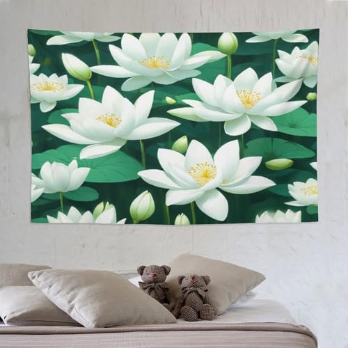 Tapisserie murale lotus PAZZK 150x230cm grand format imprimée en 3D pour décoration