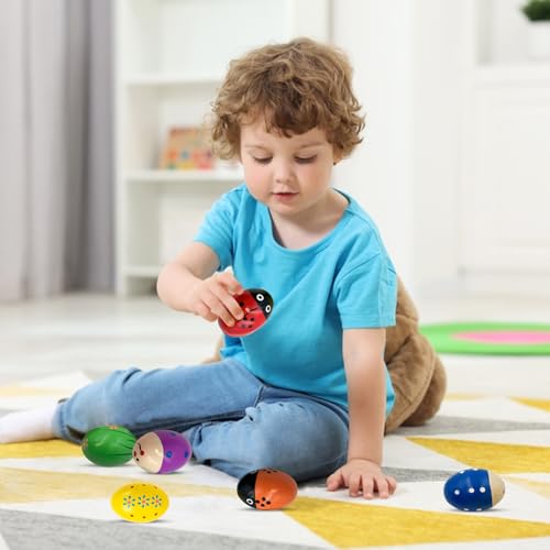 image for Homily Wooden Maracas for Kids, Colorful Egg Shakers Toy for Boys and 