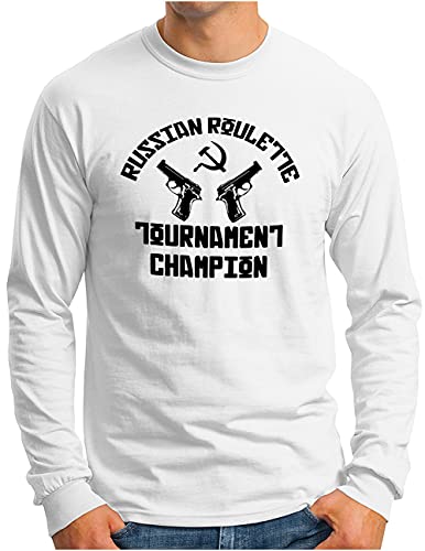 T-shirt à manches longues homme OM3 Russian Roulette blanc taille XXL vêtement graphique