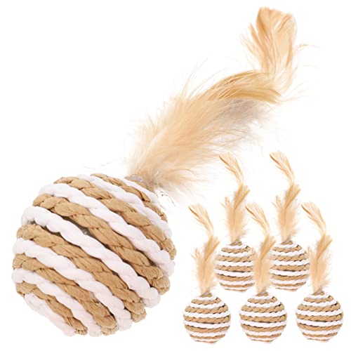 FUTUREORYY Katzenspielzeug Bälle mit Federn 6 Stück