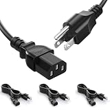 CYD 6ft 10A 125V 18AWG Computer Power Cable, 3 Prong AC Cord for Printer, Monitor, PC, Networking Devices, Desktop Replacement Power Supply Cable, 3p