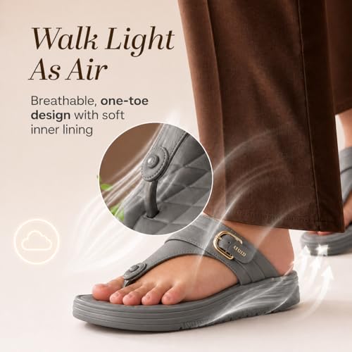 Image of Carrito, Women Wedge Heels Thong Sandals| Comfortable Flats Sandals | Comfort Orthopaedic Sandals for Women| Doctor Slippers /Flip-Flops | Arch Support & Heel Cushion | Lightweight Anti-Skid Sole | Ultra-Cushioned Shock Absorbing Footbed | Available in Open Toe & Toe Separator Style