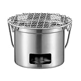 Tragbarer Holzofen mit Grillrost für Camping, Kochen von Wasser und Grillen Kochen