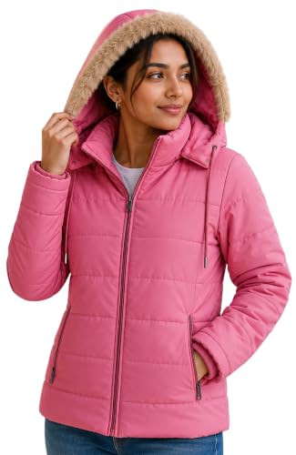 Image of SANE ORIGINALS Winter Jacket for Women with Detatchable Hoodie Cap || Lightweight Full Zipper Regular Fit Warm Jacket for Ladies