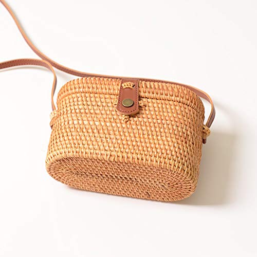 AMYPZN Handwoven Rattan Bag Handmade Bali Ata Straw Shoulder Bag Beach Summer Bag, Beige, Medium - Image 2