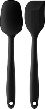 Silicone Spatulas Set, Spatulas for Cooking 450 F Heat Resistant Non-Stick Rubber One Piece Seamless Design for Cooking, Baking and Mixing, Dishwasher Safe 2pcs