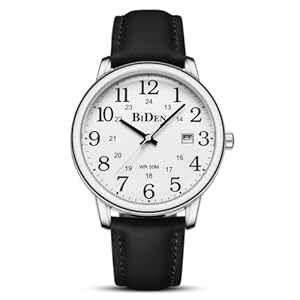 HANPOSH Uhren Herren Herren Uhr Analog Quarz Uhren für Männer Wasserdicht Armbanduhren Mode Business Uhr mit Datum Leder Band