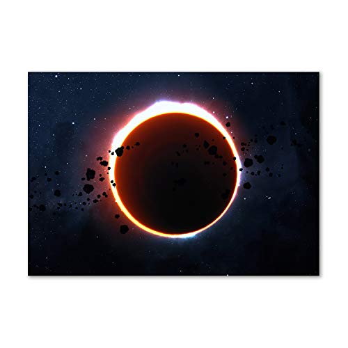 Tableau en verre acrylique éclipse solaire orange pour déco murale cosmos