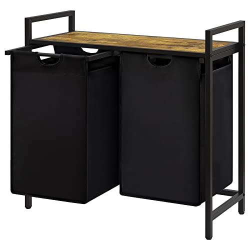 Lifewit Laundry Hamper, 95L 2 Section Pull Out Clothes Hampers For Laundry With Large Top Shelf And 2 Removable Bags & Handles, Laundry Basket Sorter For Laundry Room Bedroom Bathroom And Dorm, Black #TOP5