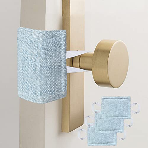 Image of Door Latch Covers for Newborn Door Silencer, Quiet Door Closer Fit for Light Sleepers No Slamming, Prevent from Locking - 4" x 3", Light Blue, 3 Pieces