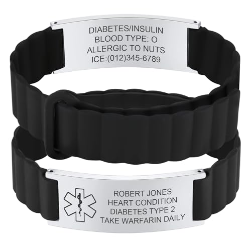 MEALGUET (Price Including Tax) Comfortable Medical ID Bracelet for Men ...