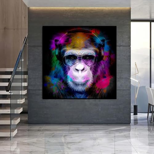 Affiche sur toile grand format pour mur vide | Déco salon graffiti singe 70x70