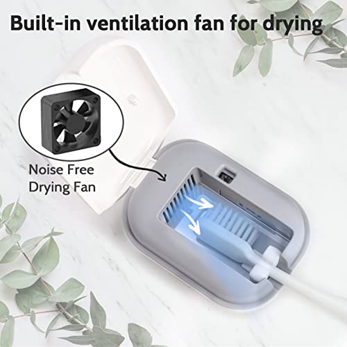 gfu toothbrush sanitizer case rechargeable portable toothbrush cleaner fits for all toothbrushes head used for home travel camping business trip white