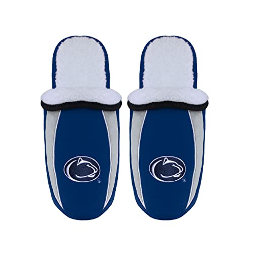 Image of FOCO mens NCAA College Team Logo Sherpa Moccasin Slippers
