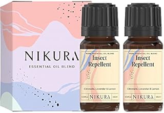 Nikura | Insect Repellent Essential Oil Blend - 10ml | Citronella, Lavender & Lemon | 100% Pure Natural Oils | Perfect for Aromatherapy, Humidifier & Diffuser | Vegan & UK Made