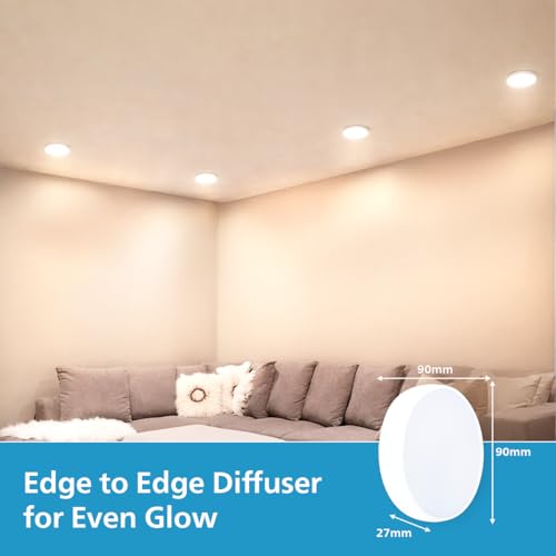 Image of Philips 6W SeamGlow Round LED Surface Downlight | 120 Wide Beam for Uniform Illumination | Energy Efficient, Ceiling Light | Modern Surface-Mounted LED Downlighter | Natural White, Pack of 24