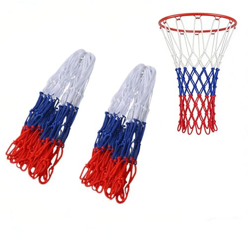 2Pcs Basketball Nets,LYSAIMG Thick Nylon,Polyester Braided Hoop Net, Rainproof Sunscreen PP Rim Net for Indoor,Outdoor Court, Backyard, Gym Training, Durable Standard Size Replacement Nets