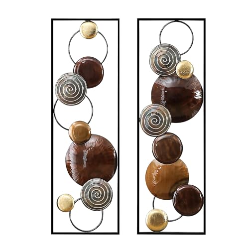 Image of Framing Hub Metal Multicolor Wall Decor Leaf Wall Hanging Decoration, Wall Art Frame Home Decor for Living Room Office Bedroom Hotel (12x36 Inch)