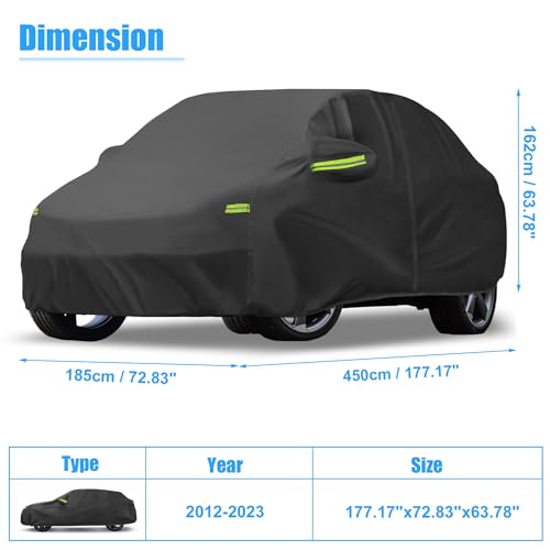 Image of uxcell for Audi Q3 2012-2023 Cover Waterproof Car Cover Outdoor Full Car Cover All Weather Protection Rain Sun Protection with Zipper Black