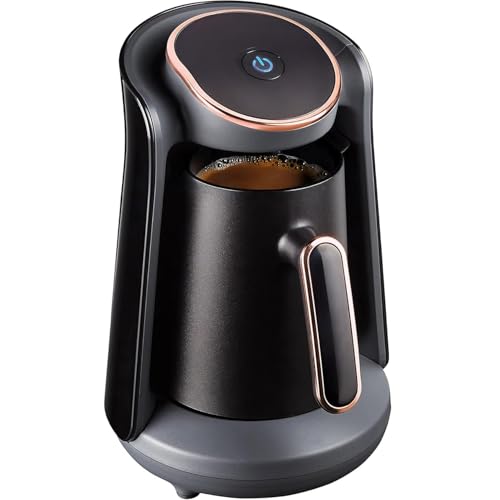 300ml 400W Turkish Coffee Maker Removable Wireless Electric Coffee Pot Smart One-Click Power Button Electric Turkish Coffee Machine Non-Stick Coating Black/Gold