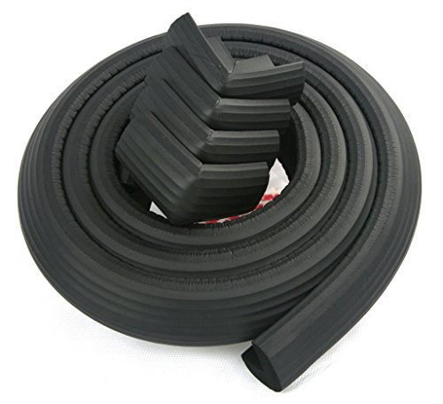 JNTworld Edge Cushion & Corner Guard Set Thicken Glass Table Edge Guard Baby Protector 2Pcs 6.56 Feet Edge +4 Corners; Furniture Bumpers; Baby Safety Corner Guards; Baby Proofing Childproofing,Black