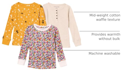 Image of Amazon Essentials Girls and Toddlers' Long-Sleeve Cotton Thermal T-Shirt, Pack of 3