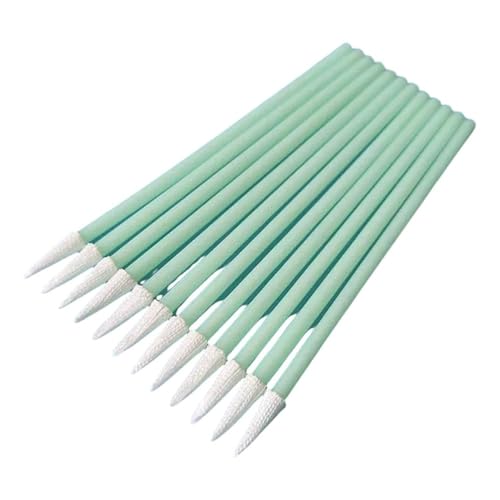 hankousi 100 Stück staubfreie Schaumstofftupfer, spitze antistatische Reinigungsstäbchen mit PP-Griff und fusselfreiem Tuch für Präzisionsoptik-Druckköpfe