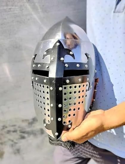 PARADOX INFINITY TOOLS Medieval Knight Helmet with Chainmail, 18 Gauge Steel, Silver Polish Finish, LARP Costume Armor