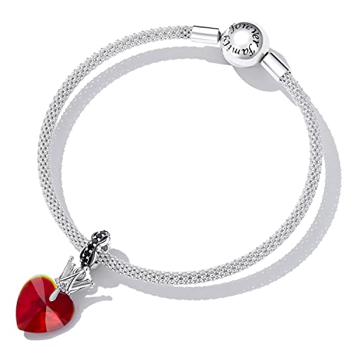 Abalorio de oso con corazón rojo dije de plata para San Valentín 3