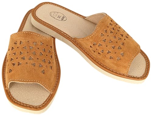 Baffiks Damen Wildleder Pantoffeln Naturleder mit Offene Zehen (Braun, EU Schuhgrößensystem, Erwachsene, Damen, Numerisch, M, 38) Baffiks Damen Wildleder Pantoffeln Naturleder mit Offene Zehen (Braun, EU Schuhgrößensystem, Erwachsene, Damen, Numerisch, M, 38)