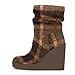 miss left Women Chic Round Toe Platform Ankle Boots Wedge High Heel Pull on Fall Winter Party Club Short Boots Size 8 Plaid