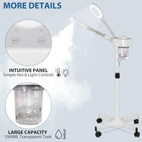 Image of Professional 2 in 1 Facial Steamer for Face Deep Cleaning Ozone Face Steamer with 5X Magnifying Lamp Hot Mist Function for Salon Spa Home Beauty Equipment