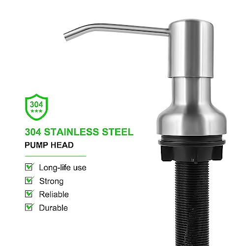 Image of Soap Dispenser for Kitchen Sink, Sink Soap Dispenser with Longer Threaded Shaft Shank, 47 inch Extension Tube Connects Directly to Dish Soap Container, Wider Pump Head Base (Brushed Nickel)