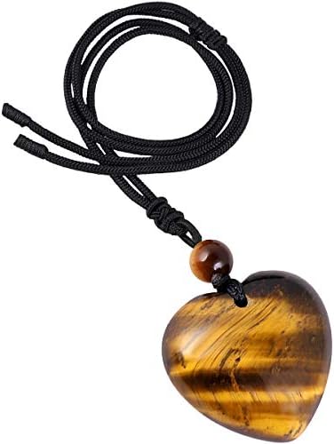 Nupuyai Healing Crystal Heart Pendant Necklace for Women, Lucky Love Stone Pendant with Adjustable Cord, Reiki Yoga Meditation