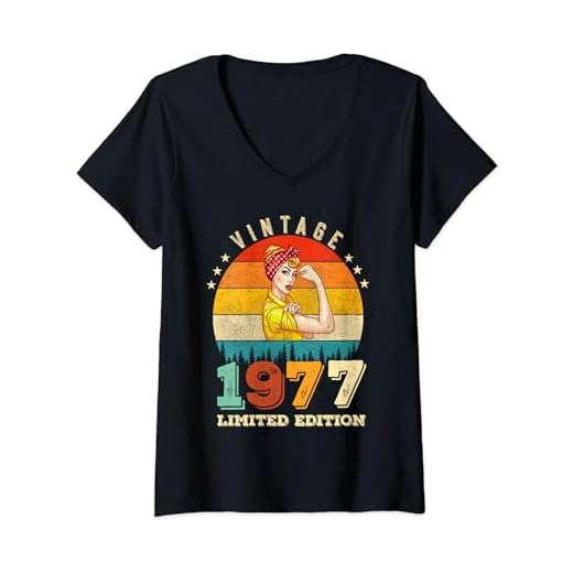 Mujer Vintage 45 Cumpleaños 1977 Edición Limitada Mujeres 45 Años Camiseta Cuello V
