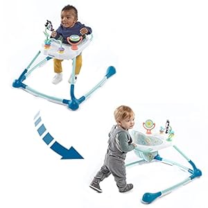 Kolcraft Tiny Steps Too 2-in-1 Infant and Baby Activity Push Walker with Steel Base, Seated or Walk-Behind with wheels…