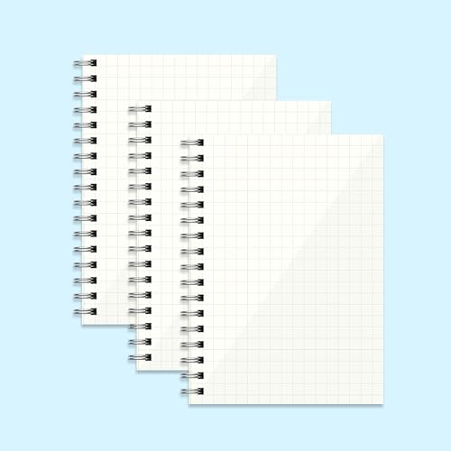 Image of PaperO A6 Square Grid Notebook Pack of 3 | 100 GSM Natural Shade Paper | 5mm Graph Pages | 100 Pages | 4.1 x 5.8 Inch Compact Size | Acid-Free Paper | Durable Binding | Transparent Cover | Ideal for Notes, Math & Sketching